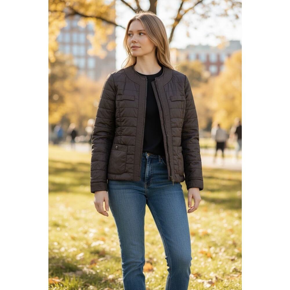 DAKS LONDON SMOKEY BROWN QUILTED JACKET SZ S/M